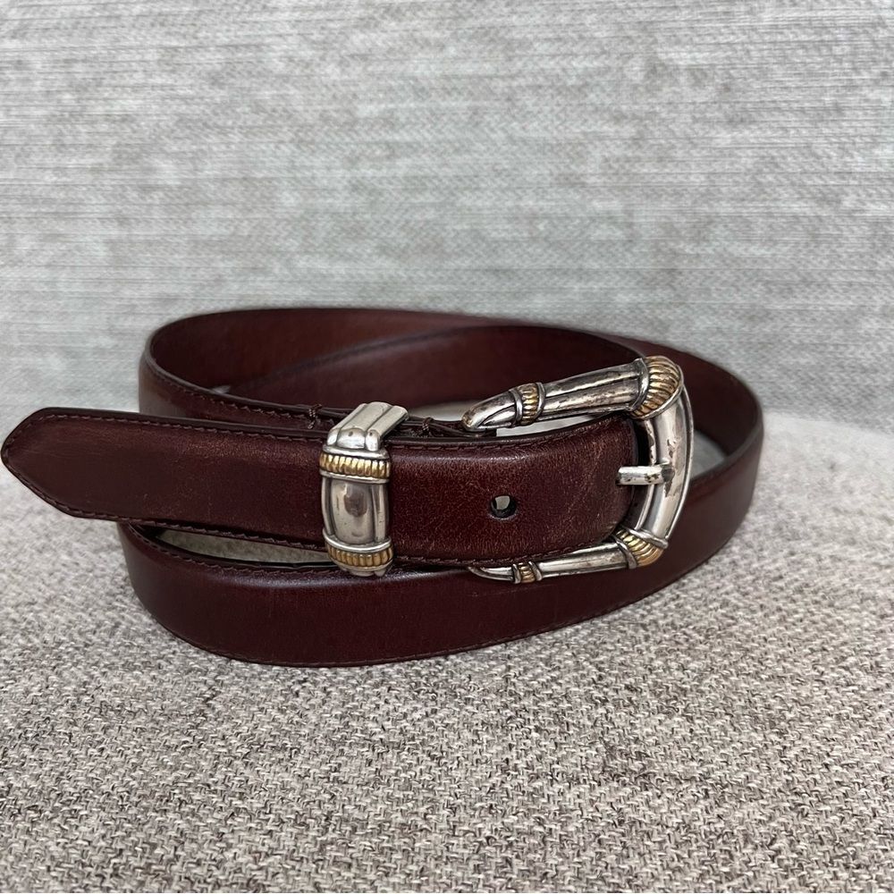 Vintage Fossil Brown Leather Belt With Ornate Buckle
